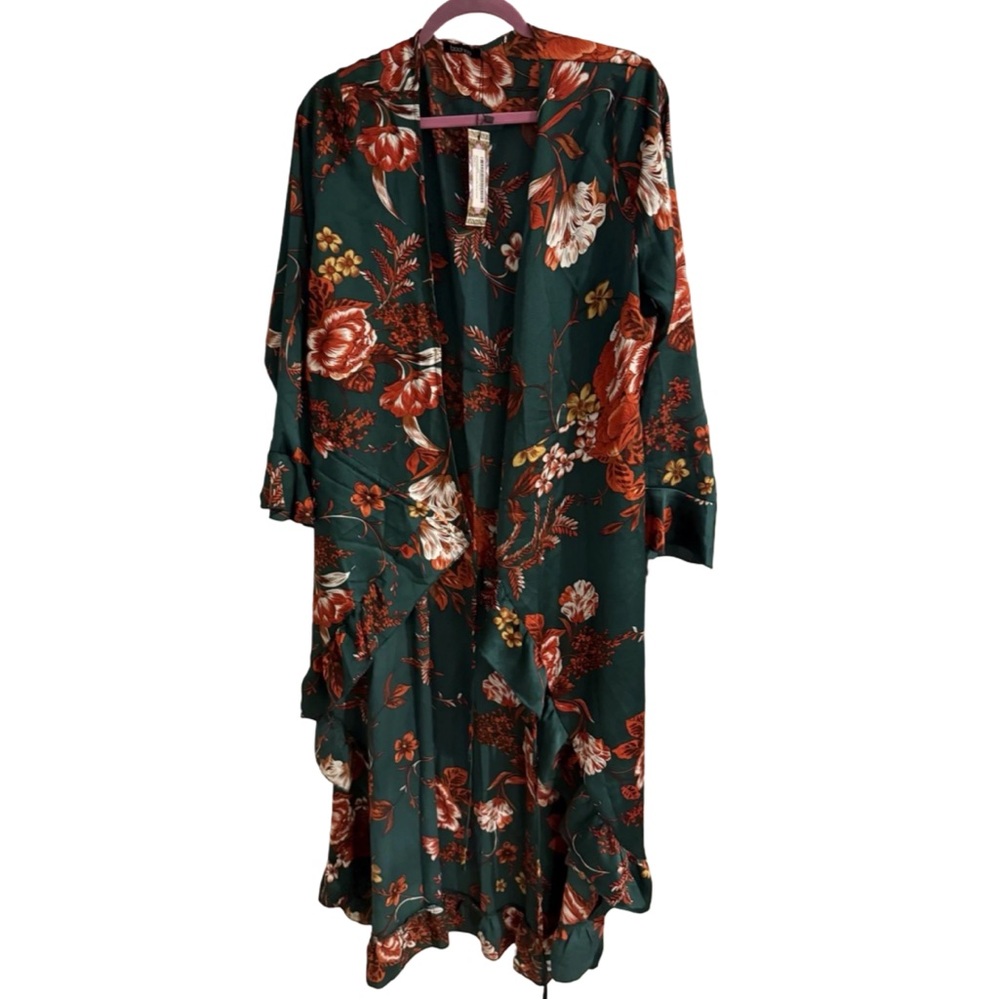 Boohoo Orange 3/4 Sleeve Sundress Casual Resort Wear